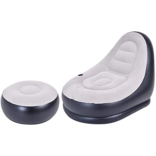 AVENLI aufblasbarer Lounge Sessel Luftmöbel mit Hocker ideal für Gaming 125x100x85 cm