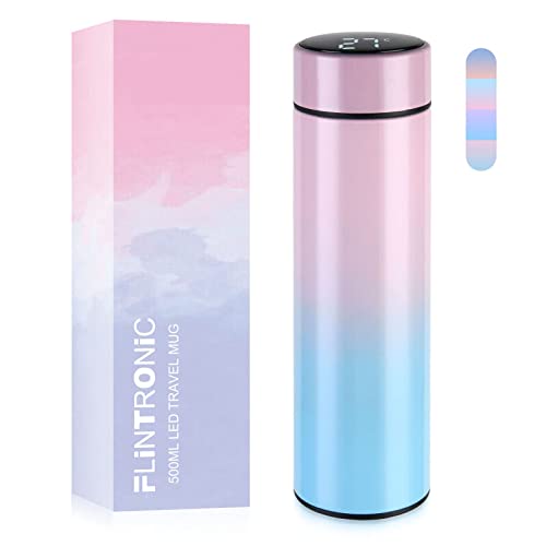 Flintronic Thermosflasche, 500ml Vakuum Isolierbecher Trinkflasche aus 304 Edelstahl,...