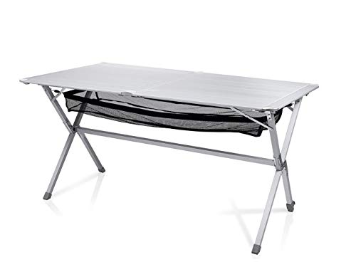 Campart Campingtisch/ Reisetisch - 140 x 80 cm wetterbeständige Rolltischfläche aus...