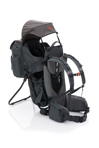 Fillikid Premium Babytrage Rückentrage Baby | Rücken Babytrage mit Sonnendach & großen Staufächern | Kraxe zum Wandern mit Baby Kleinkind | Tragesitz bis 20 kg | Kindertrage Ultra leicht