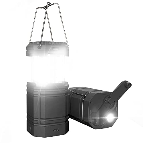 Solar Camping Handkurbel Laterne, Tragbare Ultrahelle LED-Taschenlampe, 30-35 Stunden...