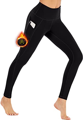 Ewedoos Thermo Leggings Damen Gefüttert mit Taschen High Waist Thermounterwäsche...