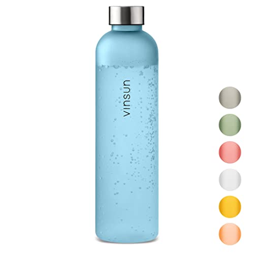 VINSUN Trinkflasche 650ml blau - wiederverwendbar nachhaltig, Kohlensäure geeignet, BPA...