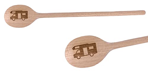 Balna 1 x Kochlöffel Holz Wohnmobil Holzlöffel Holzkochlöffel mit Camper Motiv Gravur...