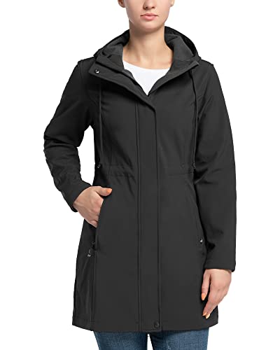 33,000ft Damen Softshelljacke Leichte Wasserdichte Regenjacke Lange Übergangsjacke...