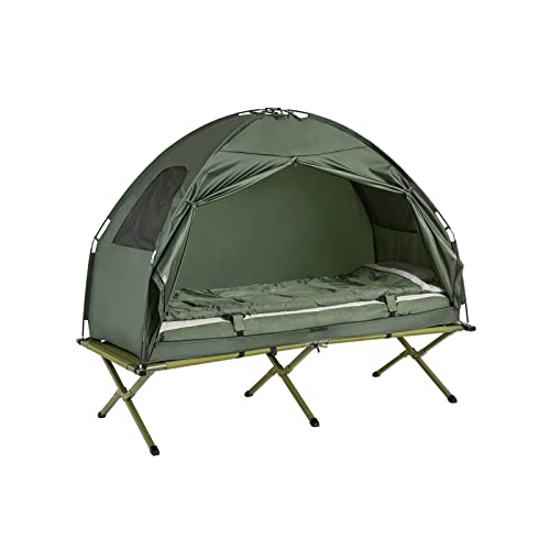 SoBuy OGS32-GR 4in1-Zelt mit Campingliege Schlafsack Luftmatratze und Zubehör 1 Person...