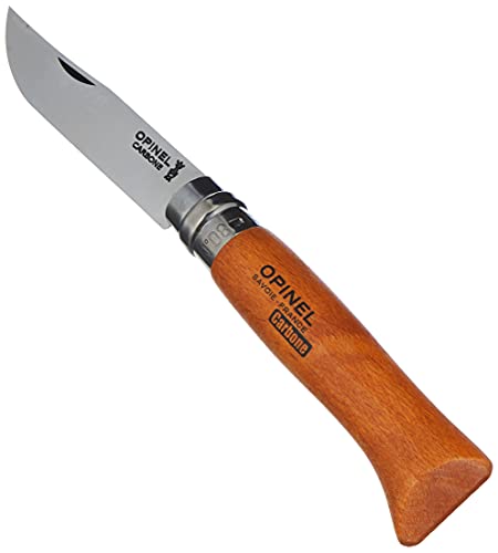 Opinel 113080 Carbon Erwachsene Messer-Größe 8-Nicht rostfrei, Natur, N° 08, Hartholz...