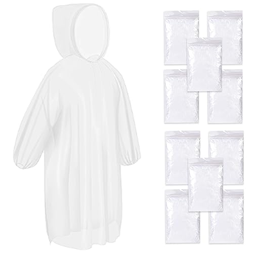 10PACKS Regenponcho mit Kapuze Kordelzug Kapuze, Wasserdicht Einweg Regenjacken für...