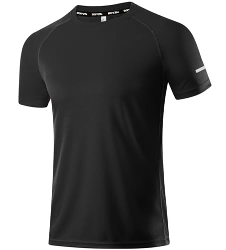 1er Pack Sport Tshirts Herren T-Shirt Schwarz Kurzarm Funktionsshirt Sport Shirt...