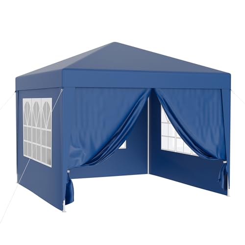 Wiltec Pavillon 3 x 3 m in Blau mit UV-Schutz 50+, Gartenpavillon mit abnehmbaren Seiten,...