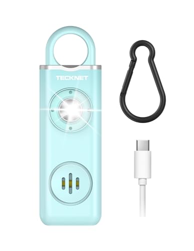 TECKNET Persönlicher Alarm, Taschenalarm mit 130 dB Sirene und LED Signalleuchte, USB...