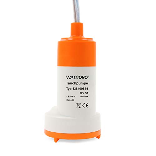 Wamovo Tauchpumpe 12V 0,6 bar 12L pro Minute 18-24 Watt Wasserpumpe Pumpe für Trinkwasser...