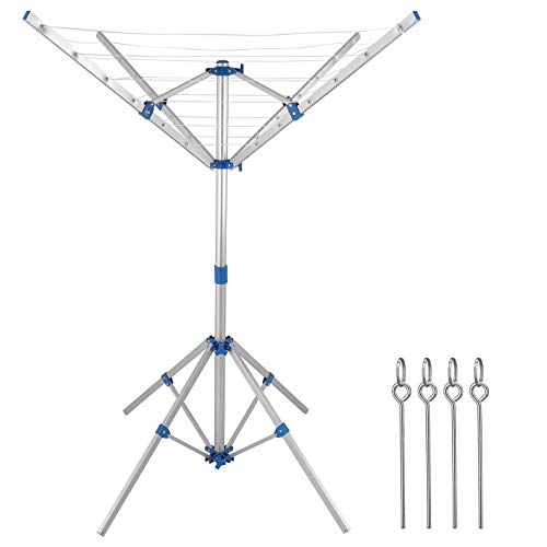 Monzana® Wäschespinne Höhenverstellbar Mobil mit 4 Erdspießen Camping Wäscheständer...