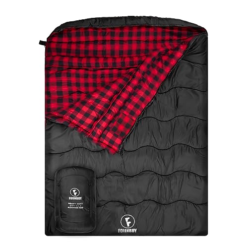 FORINBUY Winter Baumwolle Flanell Doppelschlafsack, Queen Size Schlafsack für Erwachsene,...