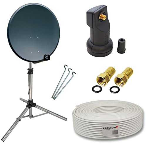 Premium X Camping Satelliten-Komplettanlage 45cm Satelliten-Schüssel Antenne SAT Single...