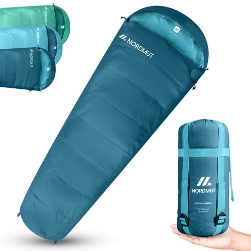 NORDMUT® Sommerschlafsack Ultraleicht mit kleinem Packmaß [100 GSM] Komfortabler...