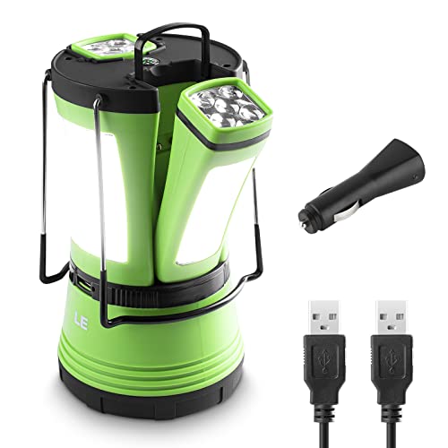 LE LED Campinglampe mit 2 abnehmbaren Taschenlampen, Batteriebetrieben & Akku...