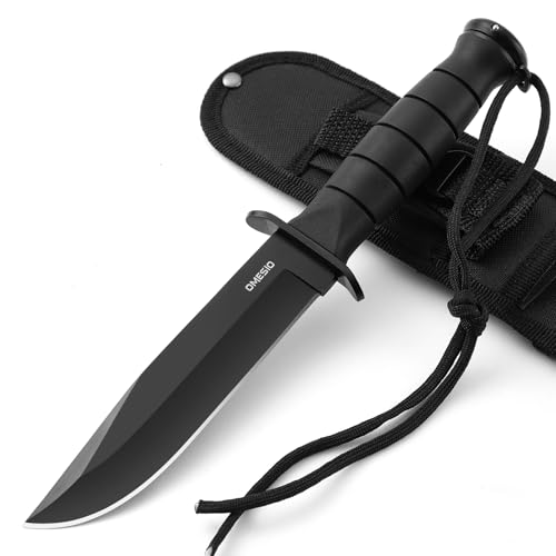 Omesio Messer outdoor, Survival Messer Überlebensmesser, Fahrtenmesser mit feststehender...