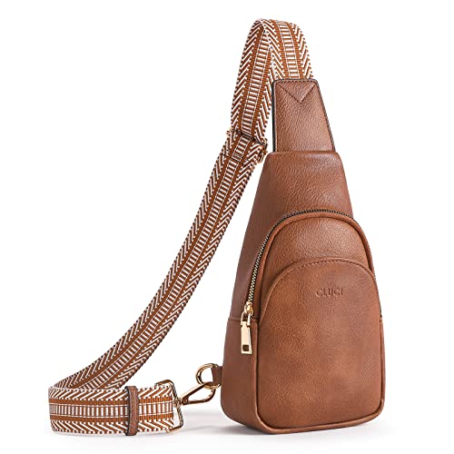 CLUCI Sling Bag Klein Brusttasche, Damen PU Leder Crossbody Umhängetasche Bauchtasche...