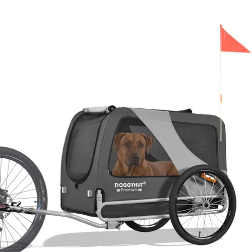 DOGGYHUT® Premium XL Hundefahrradanhänger bis 45 kg Fahrradanhänger für Hunde...