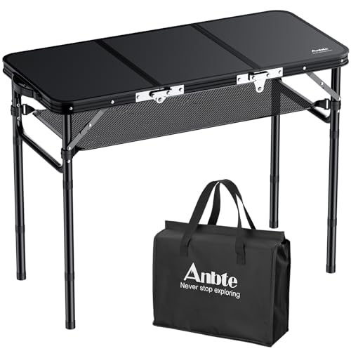 Anbte Klapptisch Höhenverstellbarer 88x40cm (LxB) Alu-Tisch Outdoor/Indoor Tragbar...