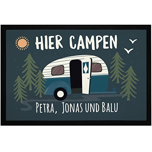 SpecialMe® Fußmatte Camping personalisiert Namen Familie Geschenke für Camper Wohnwagen...