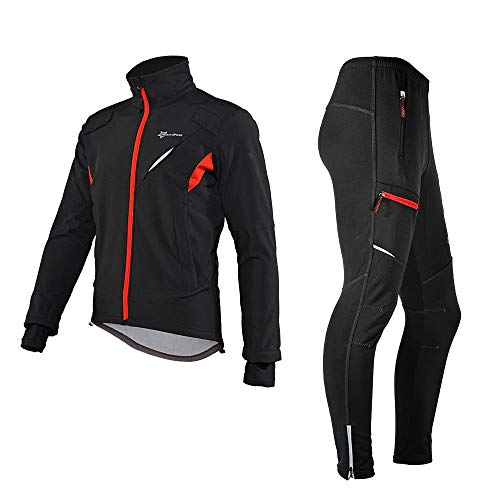 ROCKBROS Winter Fahrradbekleidung Herren Fahrrad Jacke + Hose Set Radjacke Wasserfest...