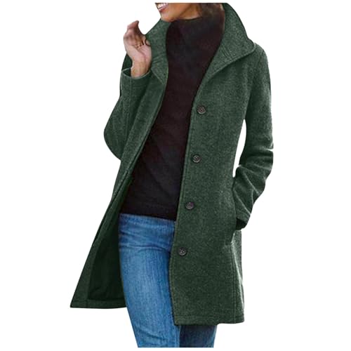 Wolljacke Damen Winter Warme Jacke Wollmantel Lang Mantel Vintage Trenchcoat Winddichter...