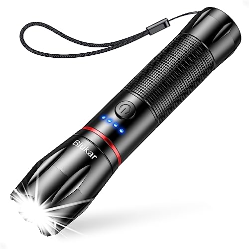 Blukar LED Taschenlampe Aufladbar, 2000 Lumen Extrem Helle Zoombares Taschenlampen mit 5...