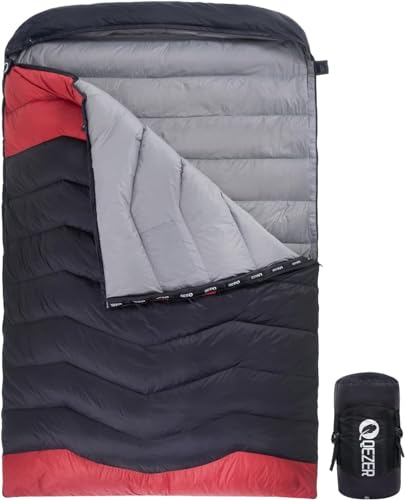 QEZER Daunenschlafsack für 2 Personen, Leichter und Warmer Daunen Doppel Schlafsack 3...