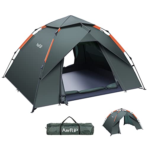 Amflip Camping Zelt Automatisches 3 Mann Personen Instant-Zelt Pop Up Kuppelzelt 4...