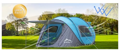 Pop Up Zelt für 4 Personen für Camping, wasserdicht, einfacher Aufbau in 10 Sekunden,...