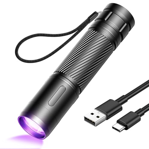 GEARLITE Wiederaufladbar LED UV Schwarzlicht Taschenlampe, Leicht Mini UV Lampe...