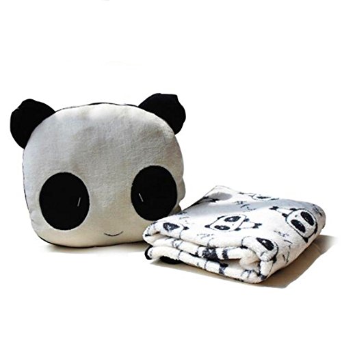 Delmkin Kinderdecke Süß Panda Plüsch Decke & Kissen Kombi-Sets