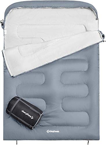 KingCamp Oasis Doppelschlafsack Deckenschlafsäcke mit Kopfteil für 2 Personen 3...