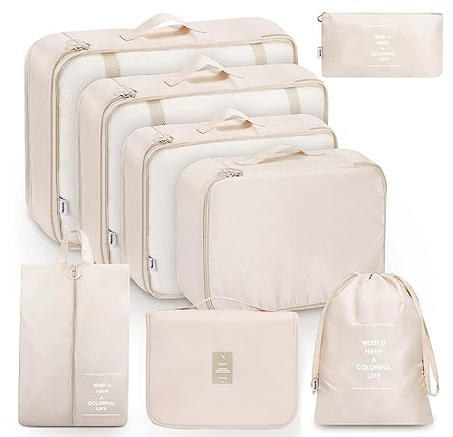 MURISE 8 Teilige Packing Cubes, Kleidertaschen, Koffer Organizer für Urlaub und Reisen,...