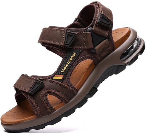 visionreast Herren Outdoor Sports Sandalen Trekking Leichte Leder Strand Wandersandalen...