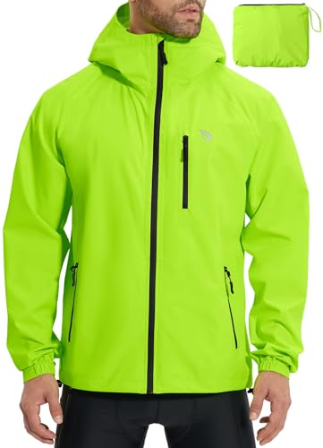 BALEAF Herren Fahrradjacke Regenjacke Wasserdicht Windbreaker mit Kapuze 10000mm H2O...