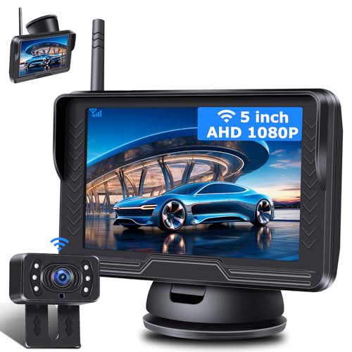 【Stabiles Bild】AHD 1080P Rückfahrkamera Kabellos, Rückfahrkamera Funk mit 5 Zoll...