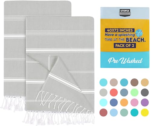 Utopia Towels 2er-Pack Hamamtuch Strandtuch Groß 100x180 cm Saunatuch aus 100% Baumwolle...