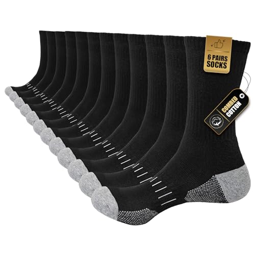 Stoeury 6 Paar Sportsocken Herren Damen, Gepolsterte Tennissocken Herren, Baumwolle...