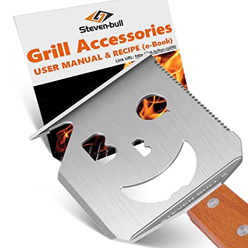 7 in 1 grillspachtel für Barbecue Grill, Multifunktion Grillbesteck mit Holzgriff,...