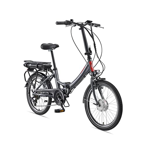 TELEFUNKEN E-Bike Klapprad Elektrofahrrad Alu, Shimano Kettenschaltung - Pedelec Faltrad Leicht, 250 W und 36 V Lithium-Ionen-Akku, LED-Display, 20 Zoll