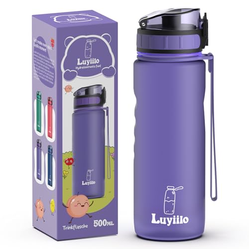 Luyiilo Trinkflasche Kinder Auslaufsicher 500 ml, Kohlensäure Geeignet, BPA-Frei...