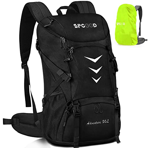 SPGOOD Wanderrucksack 40L/50L,Herren Damen Trekkingrucksäcke mit Regenhülle,Leicht...