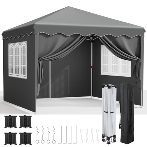 Pavillon 3x3, Faltpavillon Wasserdicht Stabil Winterfest mit 420D Oxford,UV Schutz...