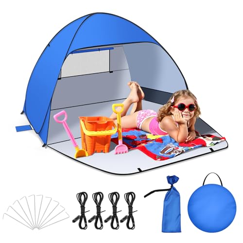 Jsdoin Strandmuschel Pop Up mit UV SchutzPop UpZelt Strandzelt,Koffertauglich Zelt für L...