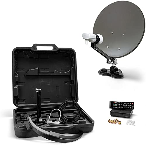 XORO 38,5 cm Camping Satellitenantenne MCA 38 HD Set, inkl. FullHD DVB-S2 Receiver, Single...