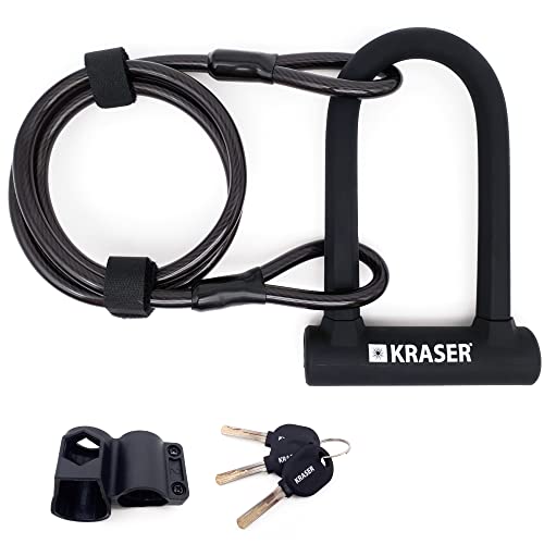 KRASER KR65145B Bügelschloss Fahrrad U Fahrradschloss Universal Hohe Sicherheit + Stahl...