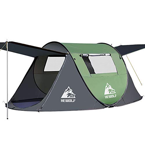 HEWOLF Wurfzelt 2-3 Personen Pop Up Camping Zelt mit Vorzelt Automatik Ultraleichtes...